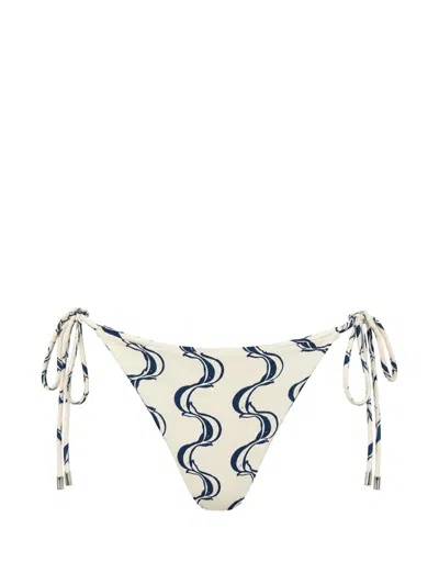 Farm Rio Graphic-print Tie-side Bikini Bottoms In White