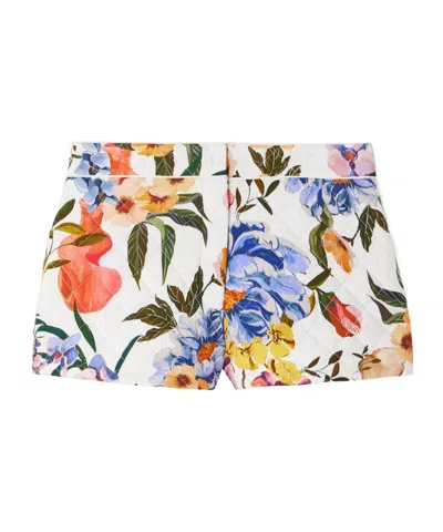 Farm Rio Greek Garden Quilted Floral-print Lyocell And Cotton-blend Shorts In Multi