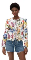 Farm Rio Greek Garden Quilted Floral-print Lyocell And Cotton-blend Jacket In Greek Garden Off-white