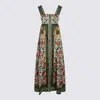 Farm Rio Green Cotton Dress In Garden Tapestry Sand