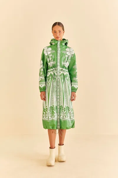 green emerald velvet dress Farm Rio Women's Dotted Macaws Graphic Maxi Dress - Cream