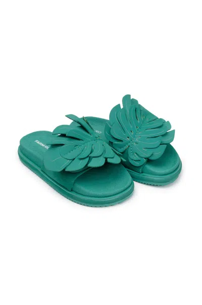 Farm Rio Green Monstera Anatomic Slide Sandal | ModeSens