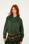 Farm Rio Green Richelieu Heart Leather Jacket In Green