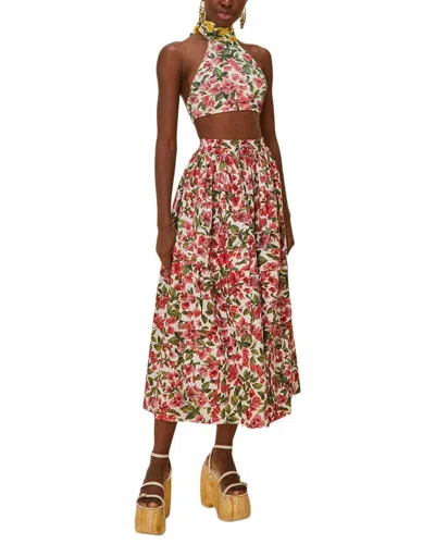 Farm Rio Halftone Pink Bougainvillea Maxi Skirt In Multi