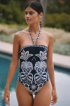 Farm Rio Flowers Leopards One Piece Flower Leopards Off-white In Black