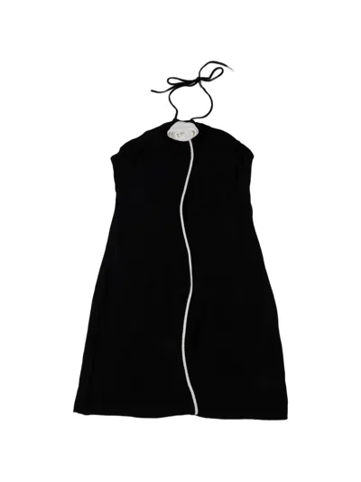 Farm Rio Halterneck Floral-embellishment Mini Dress In Black