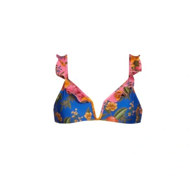 Farm Rio Haut De Maillot Imprimé In Blue