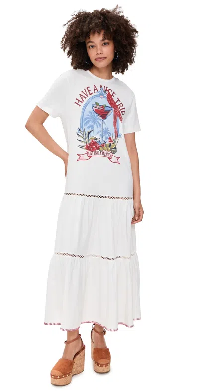 Farm Rio Have A Nice Trip Maxi Dress Off-white