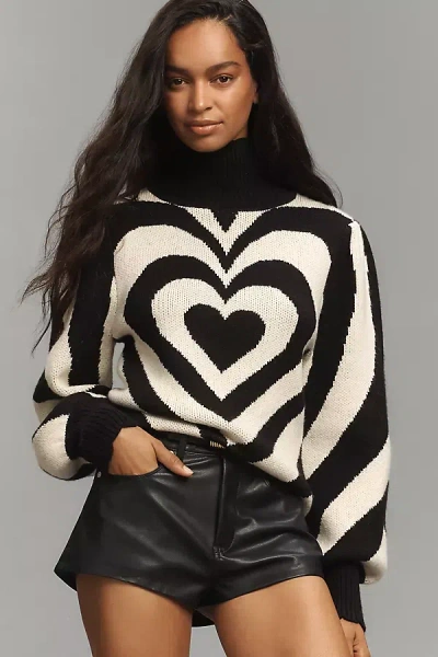 Farm Rio Heart Gradient Sweater In Black