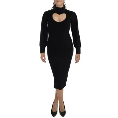 Farm Rio Heart Neckline Womens Turtleneck Comfy Sweaterdress In Multi