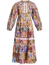 Farm Rio Heart-print Midi Dress In Neutrals