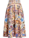 Farm Rio Printed Cotton-voile Midi Skirt In Neutrals
