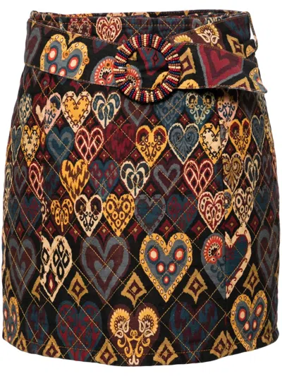 Farm Rio Printed Quilted Cotton-twill Mini Skirt In Multi