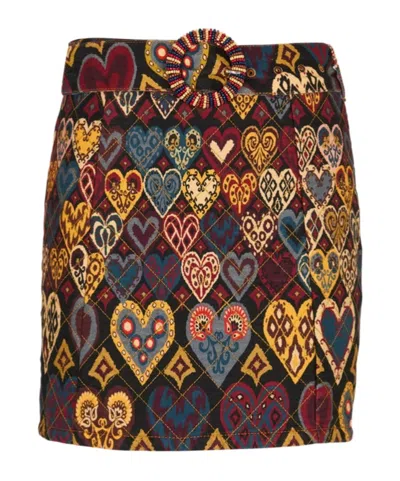 Farm Rio Hearts Ikat Skirt In Multi