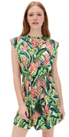 Farm Rio Heli Leaves Pearl T-shirt Jersey Mini Dress Heli Leaves Pearl