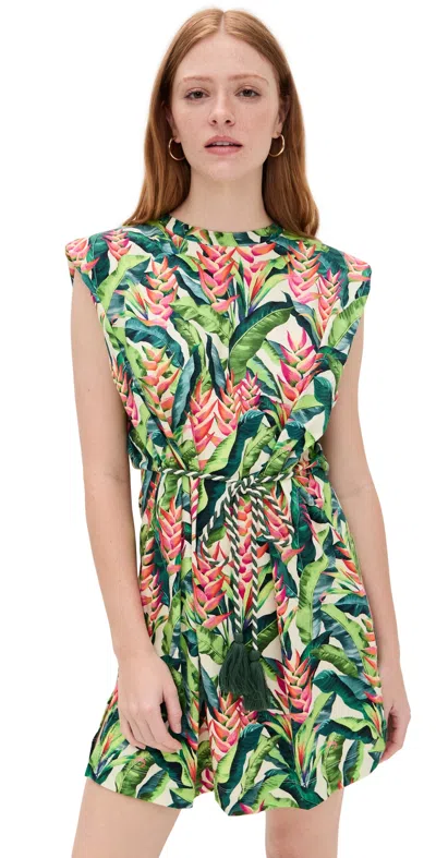 Farm Rio Heli Leaves Pearl T-shirt Jersey Mini Dress Heli Leaves Pearl