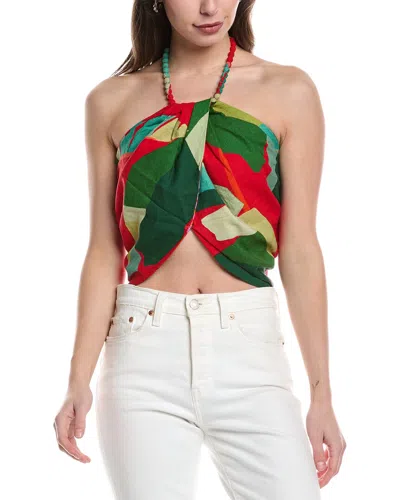 Farm Rio Heliconia Linen-blend Crop Top In Animal Print