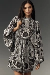 Farm Rio Flower Leopards Off-white Mini Dress Flower Leopards Off-white In Black