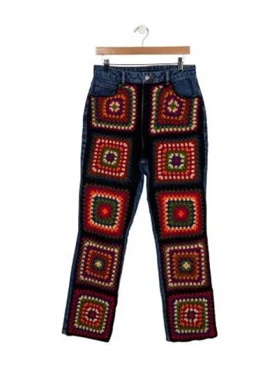 Pre-owned Farm Rio High-rise Straight Leg Jeans In Blue