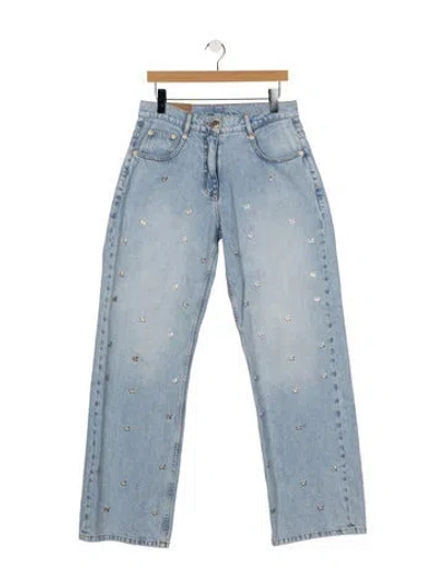 Pre-owned Farm Rio High-rise Straight Leg Jeans In Blue