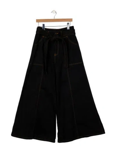 Pre-owned Farm Rio High-rise Wide Leg Jeans In Black