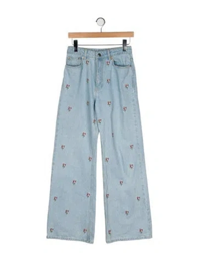 Pre-owned Farm Rio High-rise Wide Leg Jeans In Blue