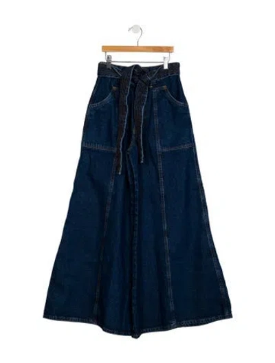 Pre-owned Farm Rio High-rise Wide Leg Jeans W/ Tags In Blue