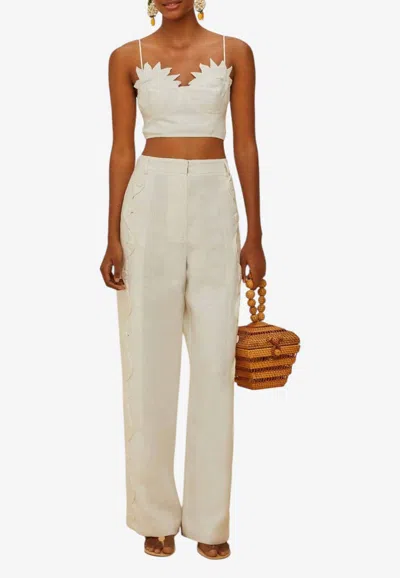 Farm Rio High-waist Linen Pants In Neutral