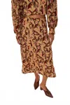 Farm Rio Horses Guipire Midi Skirt In Cream In Multi