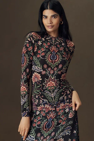 Farm Rio Ikat Floral Shirt Top In Multi