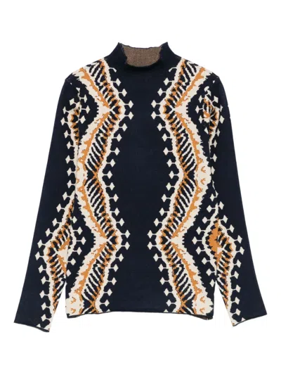 Farm Rio Ikat-pattern High-neck Top In Multi