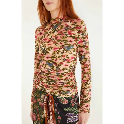 Farm Rio Ikat Tiny Flowers Jersey Top In Multi