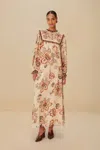 Farm Rio Inactive Sand Aura Floral Blouse In Brown