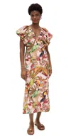 Farm Rio Into The Jungle Pink Sleeveless Midi Dress Into The Jungle Pink In Into The Jungle Pink