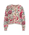 Farm Rio Intricate Floral Knit Cardigan With Decorative Buttons In Multi