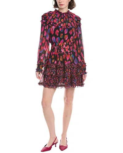 Farm Rio Iridescent Leopards Ruffled Mini Dress In Multi