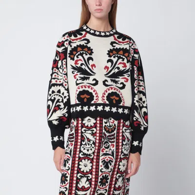 Farm Rio Ivory Sweater With Tapestry In Multi