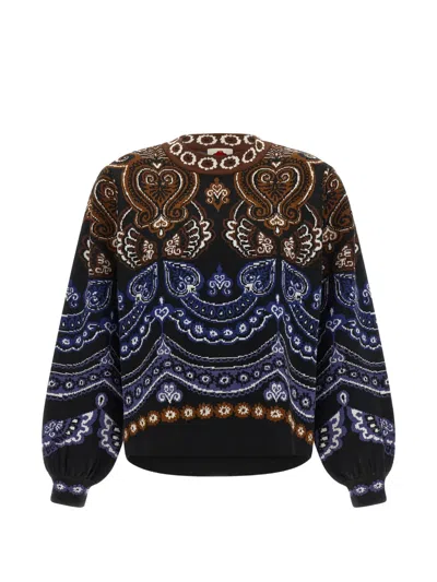 Farm Rio Jacquard Balloon-sleeve Sweater In Multi
