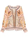 Farm Rio Jaipur Floral Print Poet Blouse In Pink