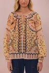 Farm Rio Jaipur Floral Print Poet Blouse In Multi