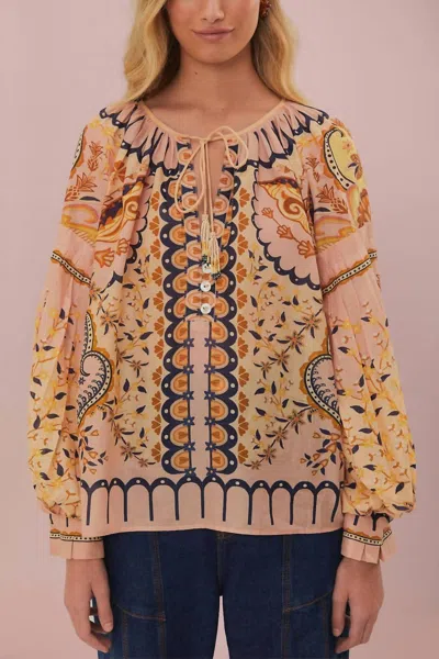 Farm Rio Jaipur Blouse Top In Beige