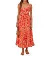 FARM RIO JAIPUR CROSSOVER MAXI DRESS IN RED