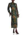 Farm Rio Printed Maxi Dress In Burgundy