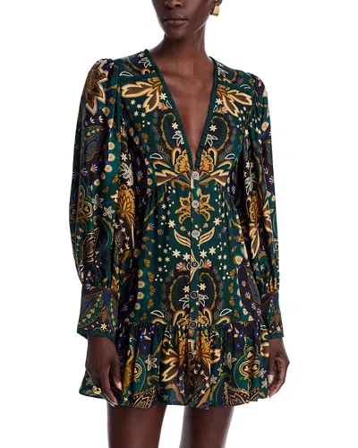 Farm Rio Jaipur Mini Dress In Green