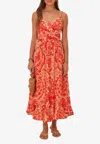Farm Rio Jaipur Crossover Linen Blend Maxi Sundress In Red