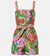 Farm Rio Jardin De Reve Multicolor Jumpsuit With Waist Waist Belt And All-over Floral Print In Linen Blend Wo In Multicoloured