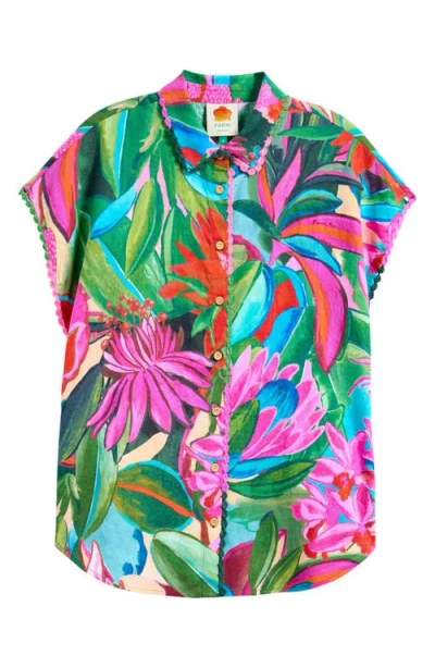 Farm Rio Jardin De Rive Cover-up Shirt In Green