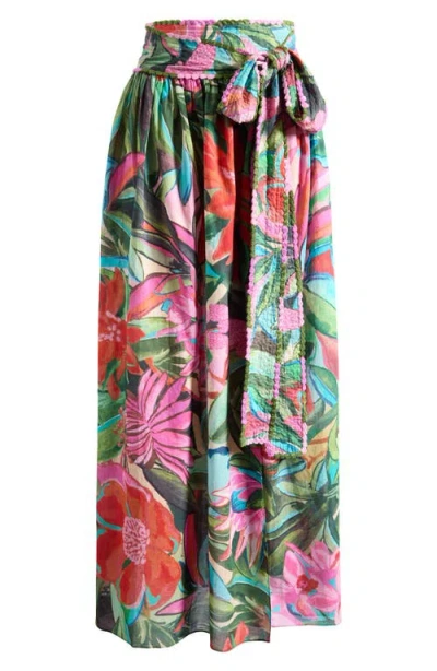 Farm Rio Jardin De Reve Cotton Cover-up Midi Skirt In Jardin De Reve Multi
