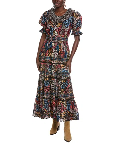 Farm Rio Jujus Garden Black Maxi Dress In Multi