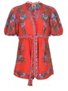 Farm Rio Sweet Bloom Bouquet Romper In Sweet Bloom Bouquet Red In Red